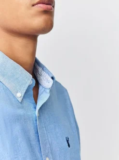 Formele Overhemden|Shirts*Next Lichtblauw - Slim Fit - Oxford-hemd met lange mouwen