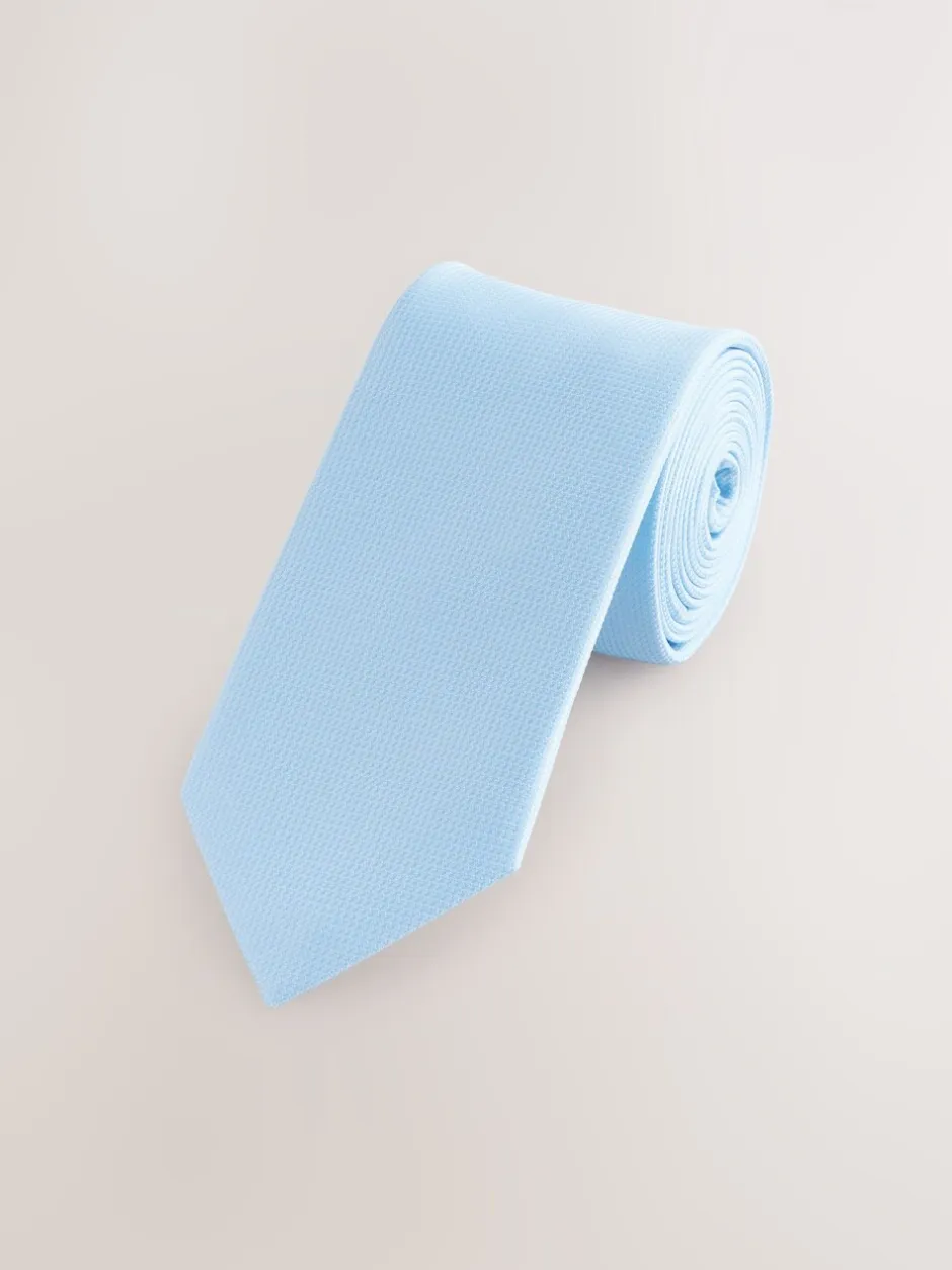 Stropdassen En Pochets|Next Lichtblauw - Smal - Stropdas met textuur