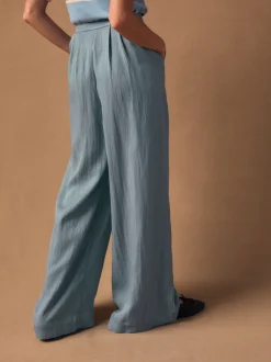 Broeken|Next - Superwide Pleated Trousers Lichtblauw