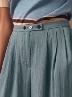 Broeken|Next - Superwide Pleated Trousers Lichtblauw