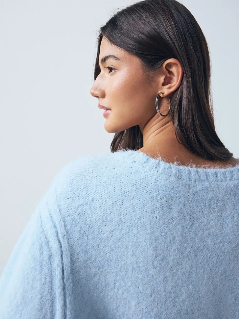 Gebreide Kleding|Next - Trui met ronde hals en wol Lichtblauw