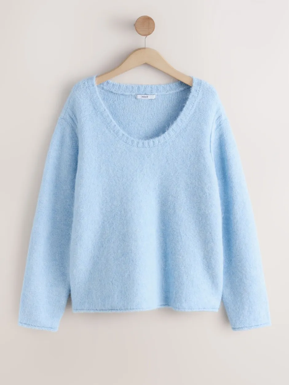 Gebreide Kleding|Next - Trui met ronde hals en wol Lichtblauw