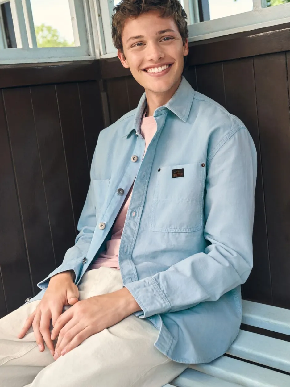 Formele Overhemden|Next - Twin Pocket Canvas Shacket Overshirt Lichtblauw