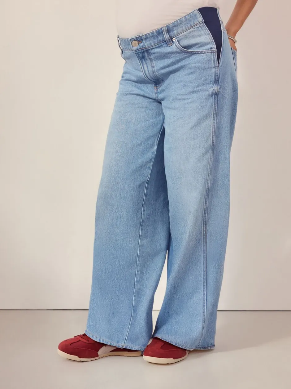 Jeans|Moederschap*Next - Zwangerschapsjeans met wijde pijpen van 100% katoen Lichtblauw