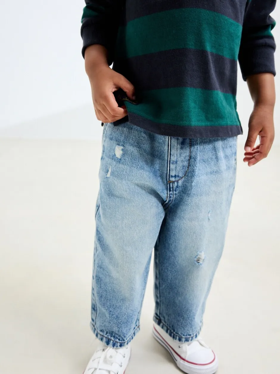 Jeans En Joggingbroeken|Jeans|Next - Jeans met wijde pijpen (3 mnd-7 jr) Lichtblauw denim met slijtageplekken