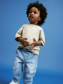 Jeans En Joggingbroeken|Jeans|Next Lichtblauwe denim - Jeans met geplooide voorkant (3mnd-7jr)