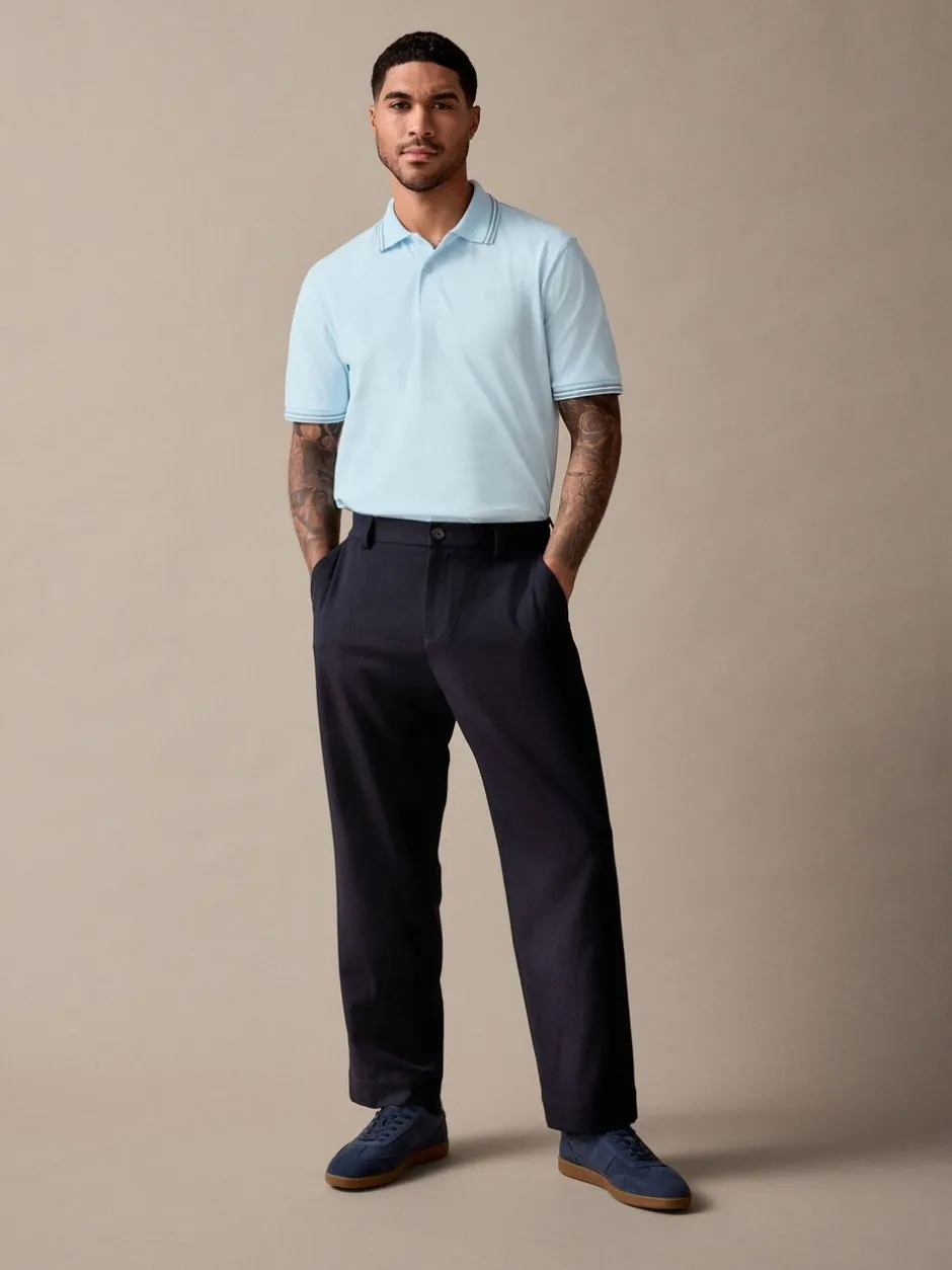 Poloshirts*Next Lichtblauwe ottoman - Regular fit poloshirt met korte mouwen en contrasterende randen
