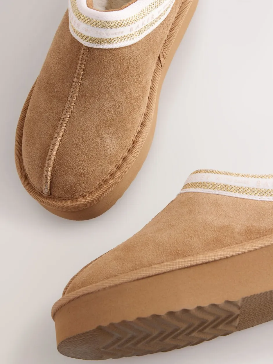 Pantoffels*Baker by Ted Baker - waterafstotende suède muilklomp-pantoffels voor meisjes Lichtbruin