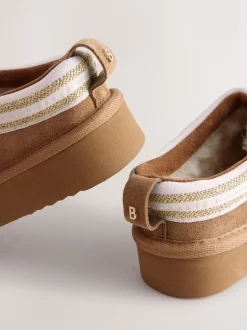 Pantoffels*Baker by Ted Baker - waterafstotende suède muilklomp-pantoffels voor meisjes Lichtbruin