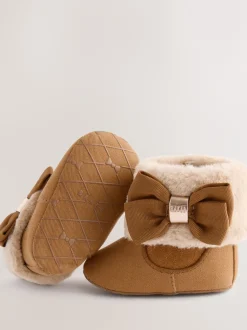 Boots|Baker by Ted Baker - gewatteerde laarsjes met imitatiebont voor babymeisjes Lichtbruin