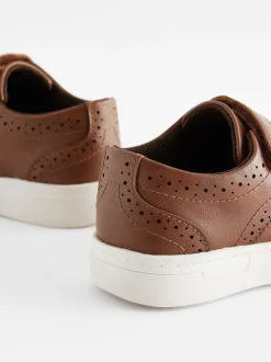 Gelegenheidskleding|Next - Brogue schoenen met klittenbandsluiting Lichtbruin
