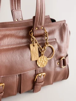 Tassen En Portemonnees|Next - Charm Buckle Hand Held Bag Lichtbruin