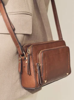 Tassen En Portemonnees|Next - Crossbodytas met dubbele rits Lichtbruin
