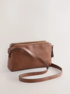 Tassen En Portemonnees|Next - Crossbodytas met dubbele rits Lichtbruin