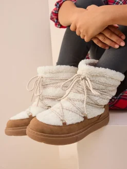 Boots|Next - Waterbestendige laarzen van borg Lichtbruin / Ecru