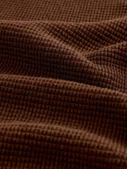 Gebreide Kleding|Next - Effen - Regular Fit Cotton Rich Textured Premium Quarter Zip Jumper Lichtbruin