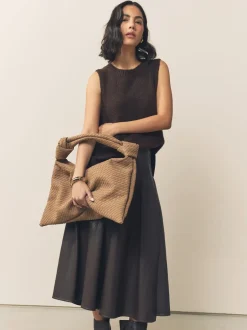 Tassen En Portemonnees|Next Lichtbruin - Faux Suede Weave Shoulder Bag