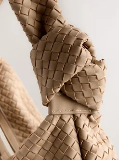 Tassen En Portemonnees|Next Lichtbruin - Faux Suede Weave Shoulder Bag