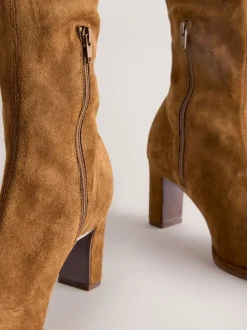 Ruimvallend En Extraruimvallend|Boots*Next - Forever Comfort® Round Toe Knee High Sock Boots Lichtbruin