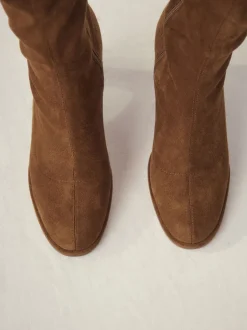 Ruimvallend En Extraruimvallend|Boots|Next Lichtbruin - Forever Comfort® Round Toe Knee High Sock Boots