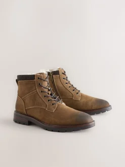 Boots*Next - Hoge borggevoerde laarzen met rits Lichtbruin