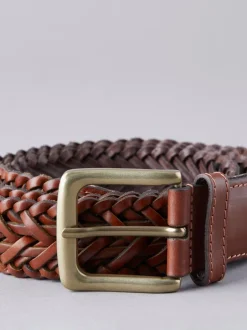 Riemen En Bretels*Lakeland Leather - Lakeland leren gevlochten Howbeck riem Lichtbruin