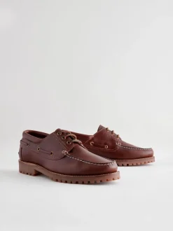 Schoenen*Next - Leren bootschoenen met profielzool Lichtbruin