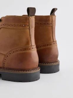 Boots|Formele Schoenen*Next - Leren brogue laarzen Lichtbruin