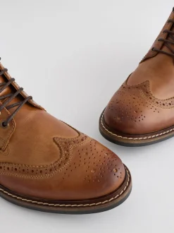 Boots|Formele Schoenen*Next - Leren brogue laarzen Lichtbruin