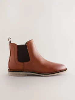 Boots|Next Lichtbruin - Leren Chelsea laarzen