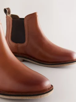Boots|Next Lichtbruin - Leren Chelsea laarzen