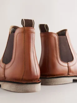 Boots|Next Lichtbruin - Leren Chelsea laarzen