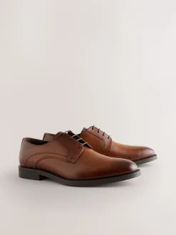 Formele Schoenen|Next - Leren Derby schoenen Lichtbruin
