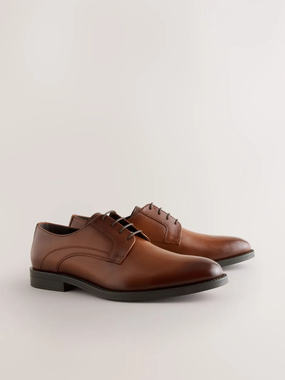 Formele Schoenen|Next - Leren Derby schoenen Lichtbruin