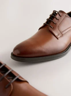 Formele Schoenen|Next - Leren Derby schoenen Lichtbruin