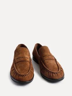 Lage Schoenen*Linzi - Belmont suède leren instappers met ruches Lichtbruin