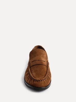 Lage Schoenen*Linzi - Belmont suède leren instappers met ruches Lichtbruin