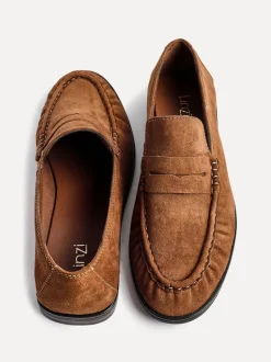 Lage Schoenen*Linzi - Belmont suède leren instappers met ruches Lichtbruin