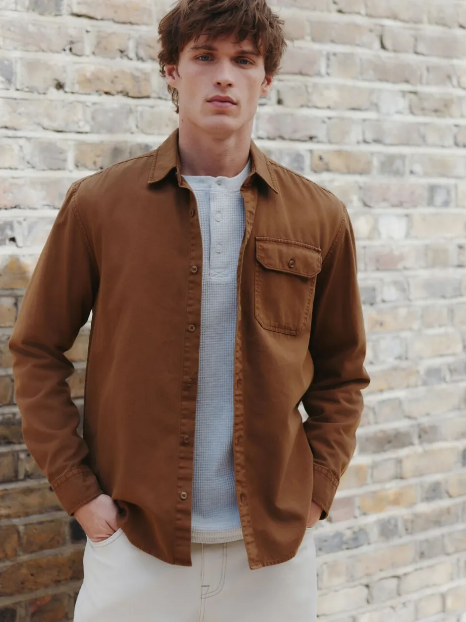 Formele Overhemden|Shirts|Next - Long Sleeve Garment Dyed Oxford Shirt Lichtbruin