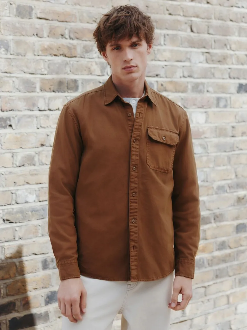 Formele Overhemden|Shirts|Next - Long Sleeve Garment Dyed Oxford Shirt Lichtbruin