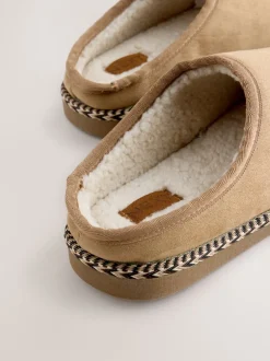Pantoffels|Loungewear*Next - Microsuede Taped Mule Slippers Lichtbruin