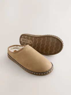 Pantoffels|Loungewear*Next - Microsuede Taped Mule Slippers Lichtbruin