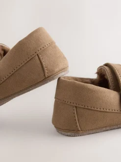 Pantoffels|Next - Mocassin-pantoffels met klittenbandsluiting Lichtbruin