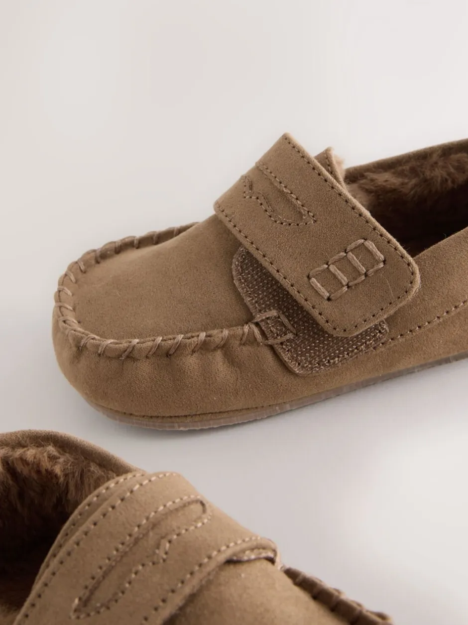Pantoffels|Next - Mocassin-pantoffels met klittenbandsluiting Lichtbruin