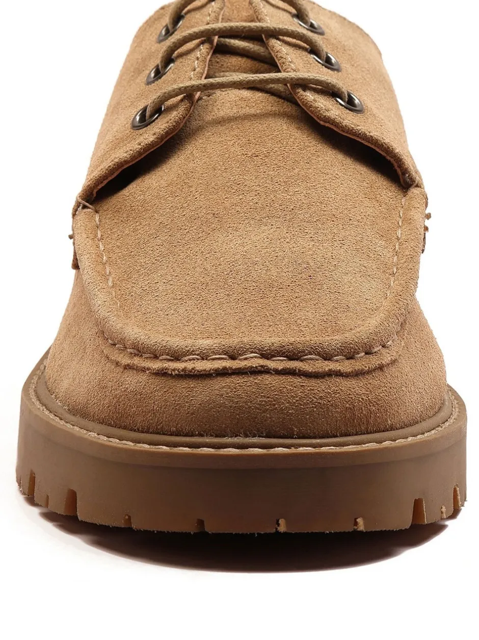 Schoenen*Off The Hook - Harvey Suede Leather Casual Lace-Up Boat Shoes Lichtbruin