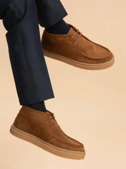 Boots*Off The Hook - Bolan suède leren Vetersluiting casual Boots Lichtbruin