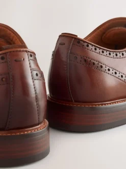 Schoenen|Formele Schoenen*Next - Oxford Wingcap Leather Shoes Lichtbruin