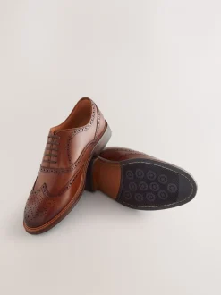 Schoenen|Formele Schoenen*Next - Oxford Wingcap Leather Shoes Lichtbruin
