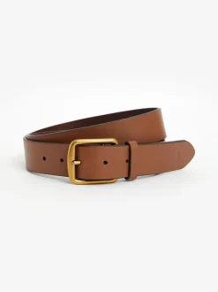 Riemen En Bretels|Polo Ralph Lauren - - Saddle leren riem met logo Lichtbruin