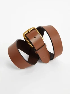 Riemen En Bretels|Polo Ralph Lauren - - Saddle leren riem met logo Lichtbruin